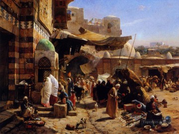 Market in Jaffa Market at Jaffa Gustav Bauernfeind Orientalist Oil Paintings